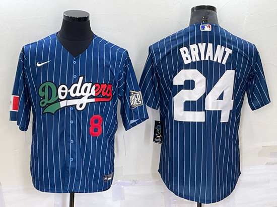 Men's Los Angeles Dodgers #24 Kobe Bryant Navy Mexico World Series Cool Base Stitched Baseball Jersey